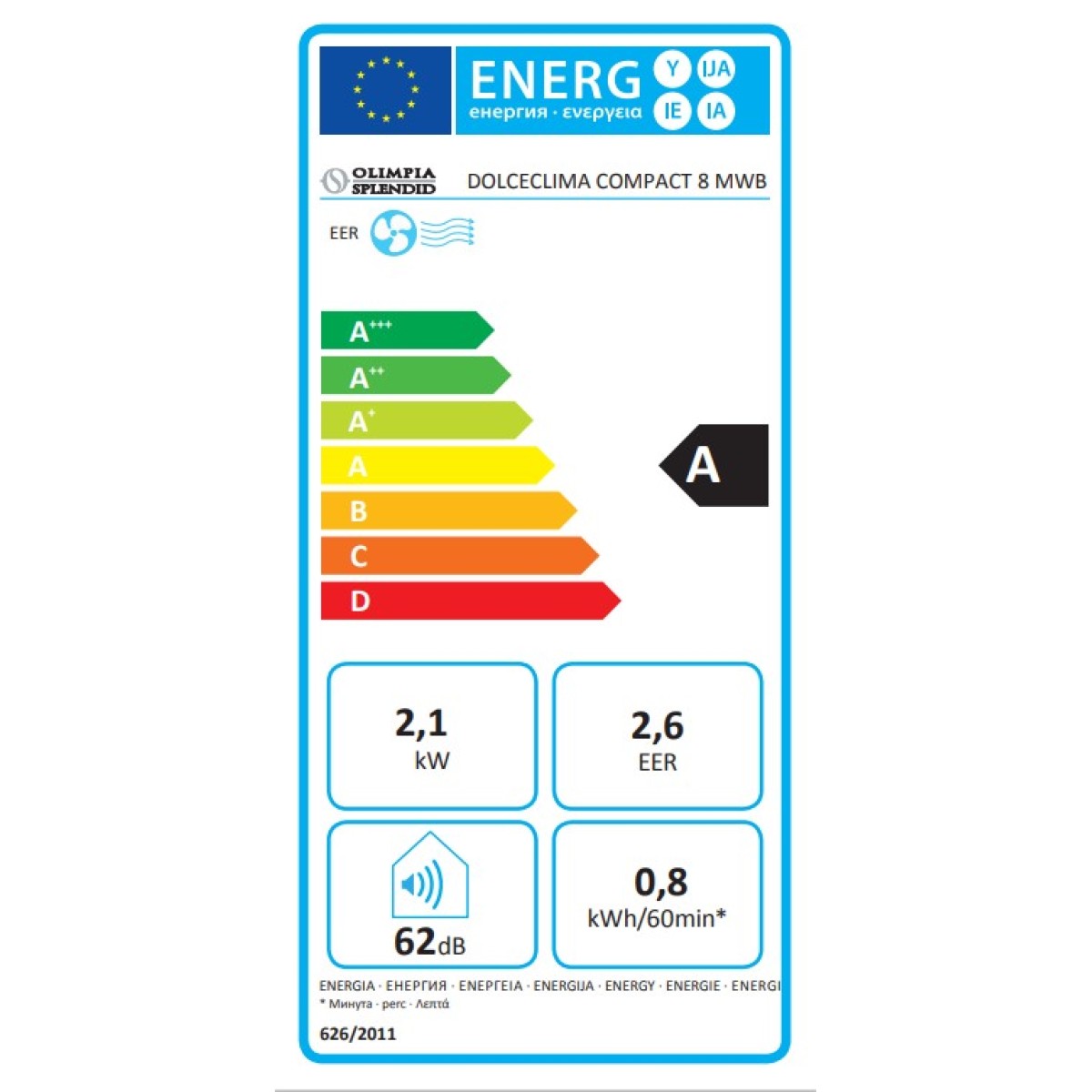 Klimatyzator przenośny Olimpia Splendid Dolceclima Compact 8 MWB